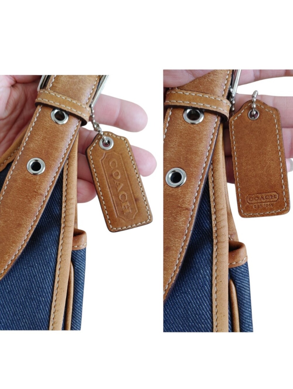 Coach Signature Denim Leather Crossbody Bag - Picture 9 of 16